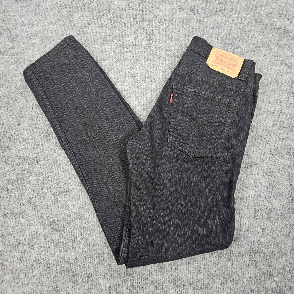 Levi's 511 Slim Fit Jeans Boys Size 14 Regular 27x27 Black Slub Denim